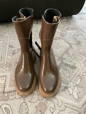Women’s Winter Rain Boots - Brown Waterproof Chelsea Style